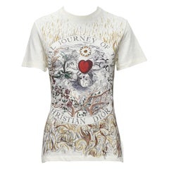 DIOR Brutal Journey of the Heart Grafikdruck ecru Baumwolle Leinen T-Shirt XS