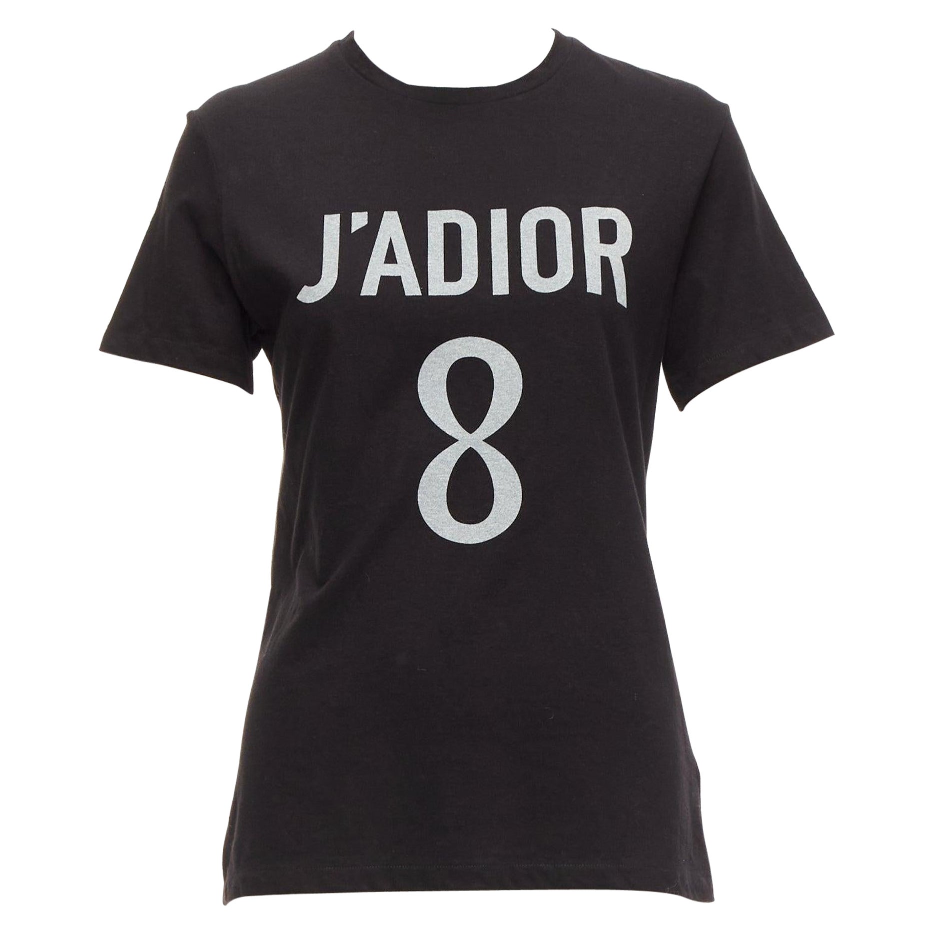 DIOR J'adior 8 black logo distressed screen print fitted tshirt XS For Sale
