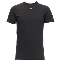 DIOR HOMME black cotton gold bee embroidered fitted tshirt XXS