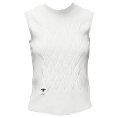 Used DIOR white cotton blend CD bee logo argyle chest plate fencing vest top FR34 XS