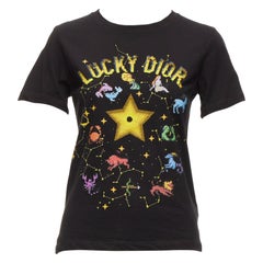 DIOR Lucky Dior gelbes Logo Astrologie Stern Biene Druck Rundhalsausschnitt tshirt XS