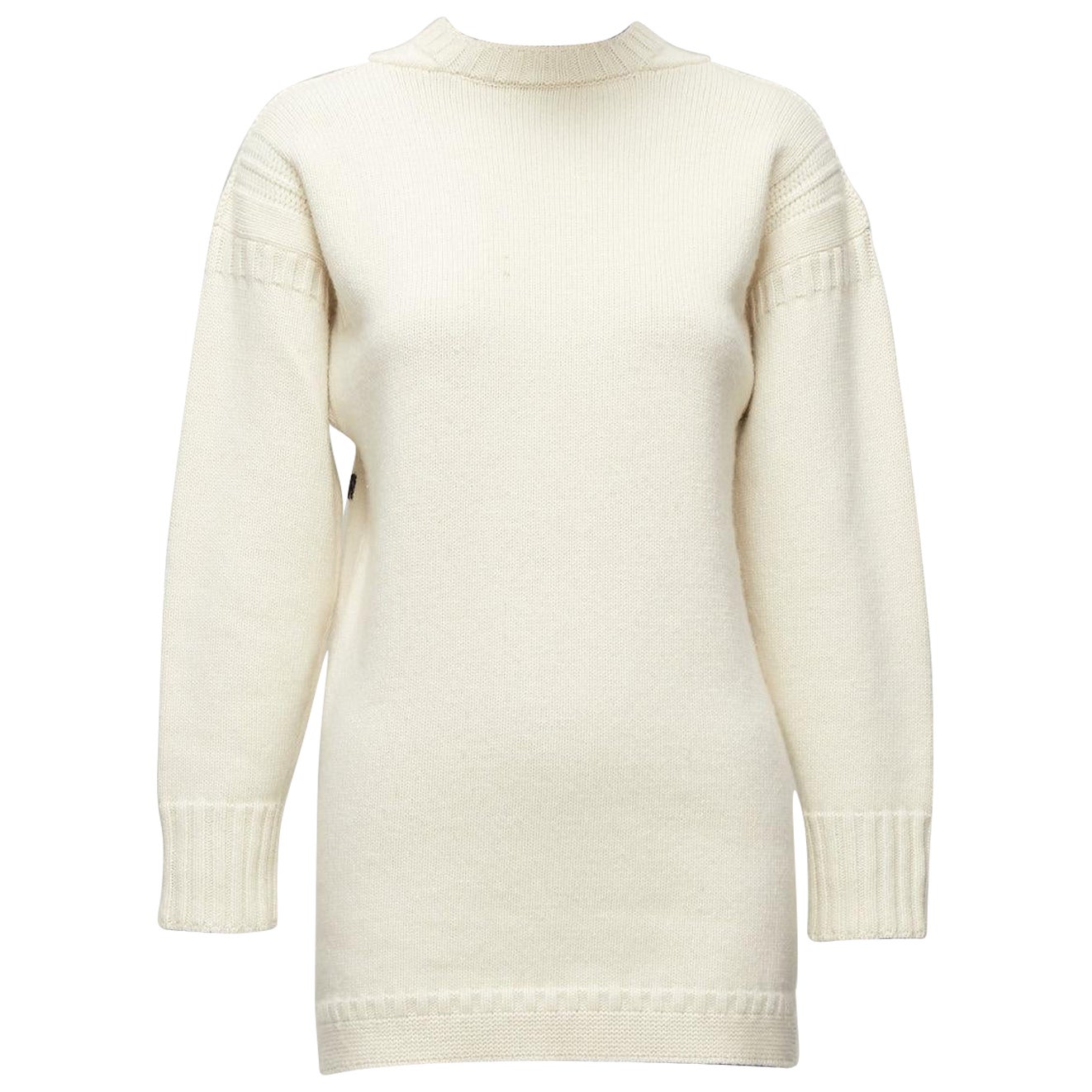 DIOR 2019 wool cashmere cream Rather Be Sailing long pullover sweater FR34 XS For Sale