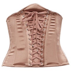 DOLCE GABBANA - ceinture corset désossée avec ruban de dentelle nude IT36 XXS