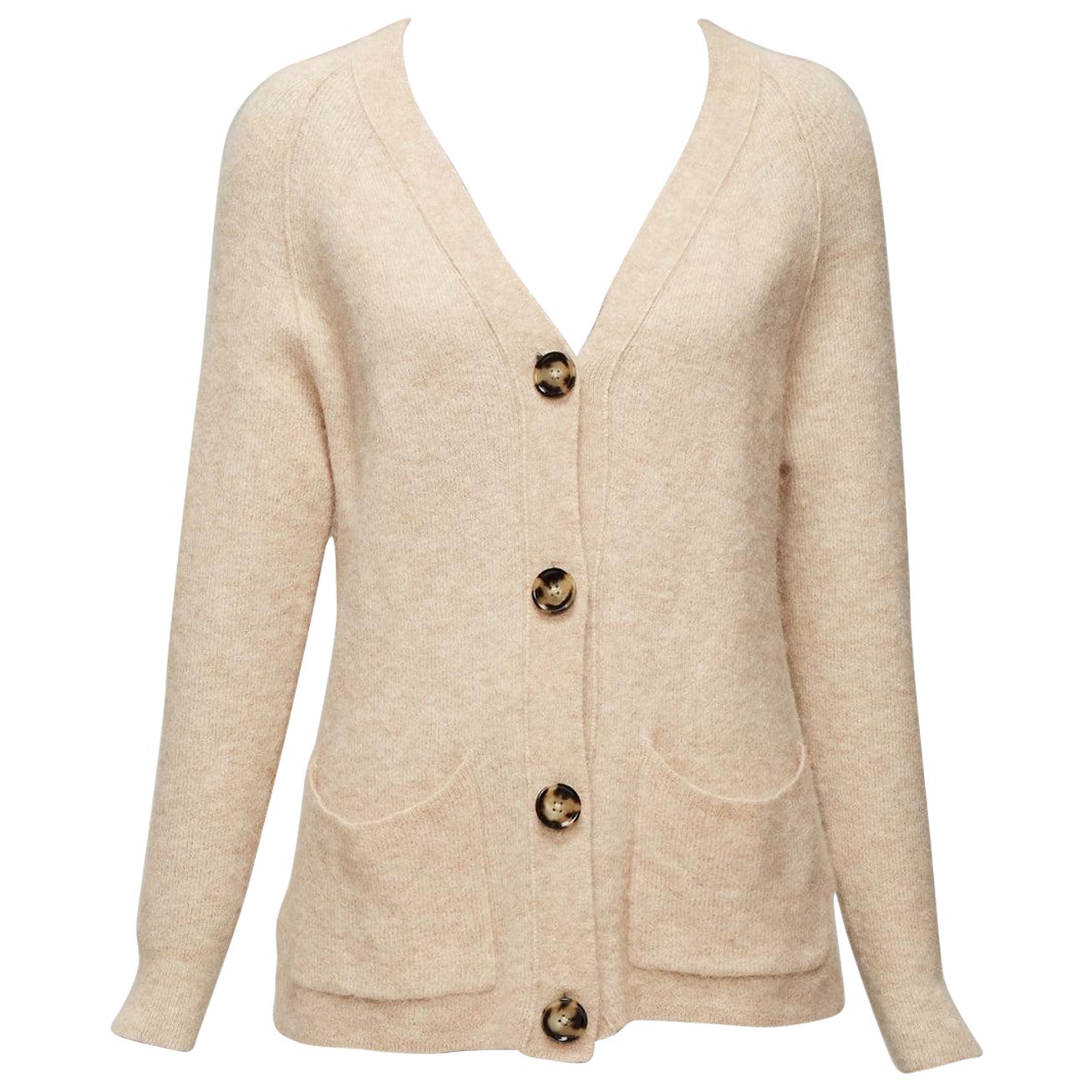 ACNE STUDIOS beige alpaca wool blend patch pocket large button front cardigan XS For Sale