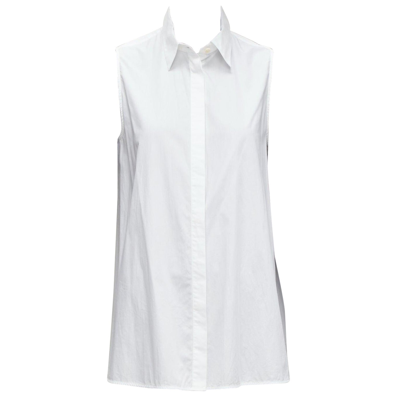 ACNE STUDIOS white cotton minimal sleeveless side slits tunic top FR36 S For Sale