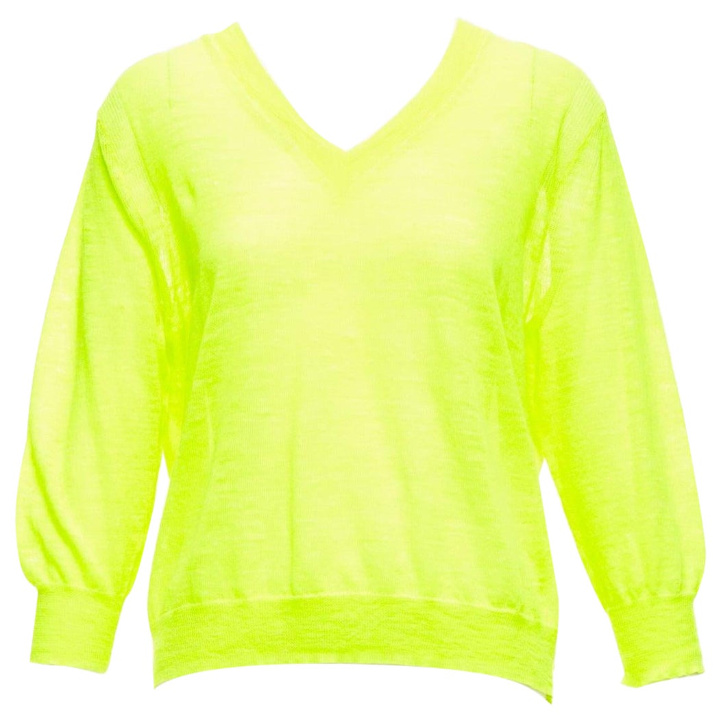J.CREW neon yellow V neck 3/4 sleeves sweater pullover S For Sale