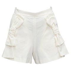 RED VALENTINO cream ribbon bow detail pockets wide shorts IT36 XXS