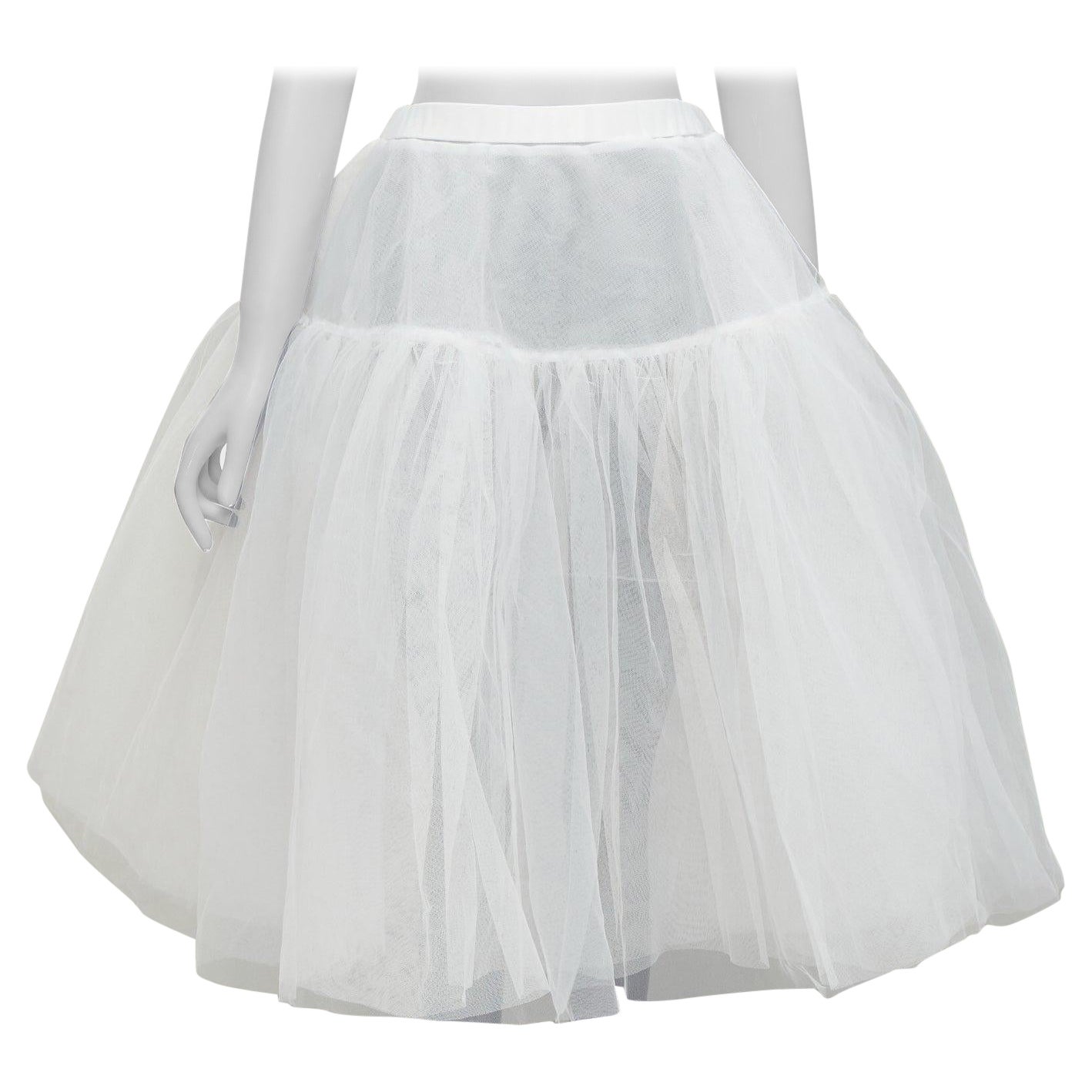 SHUSHU TONG sheer white polyester big tulle midi skirt UK6 XS For Sale