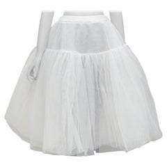 SHUSHU TONG sheer white polyester big tulle midi skirt UK6 XS