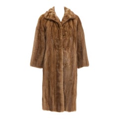 Retro CHOMBERT brown genuine fur patched longline collared long sleeve coat