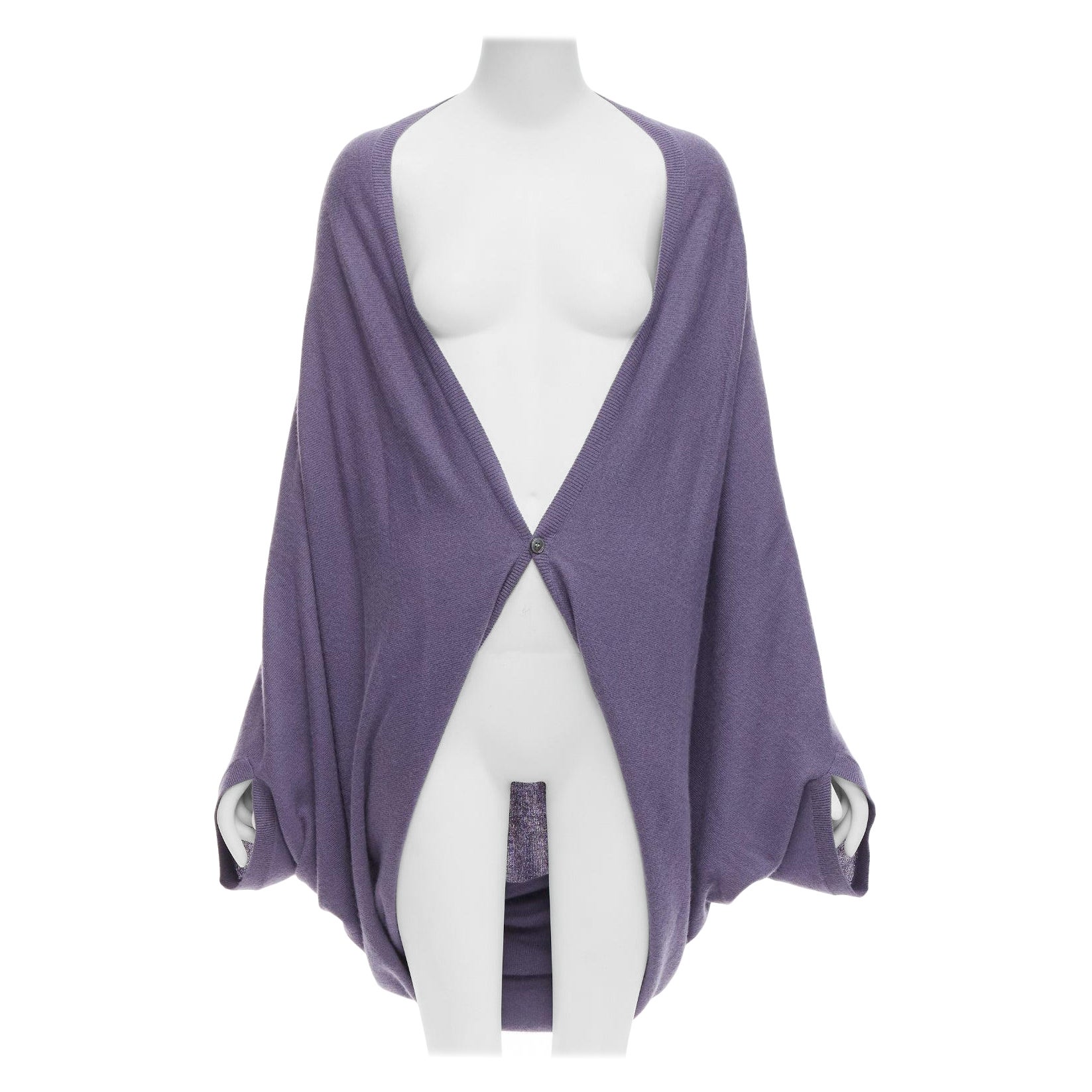 TSE 100% pure cashmere purple low cut batwing shawl cardigan For Sale