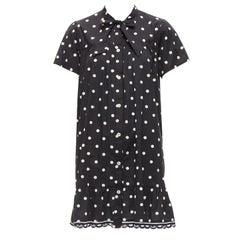 VIVETTA Kids black white cotton blend polka dot ruffle logo trim sundress 14Y XS