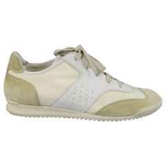 MAISON MARTIN MARGIELA Size 13 Off White Cream Leather & Suede Trainer Sneakers
