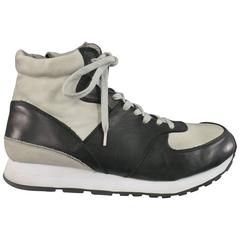Men's THE VIRIDI-ANNE Size 10.5 Black & Grey Leather High Top Trainers Sneakers