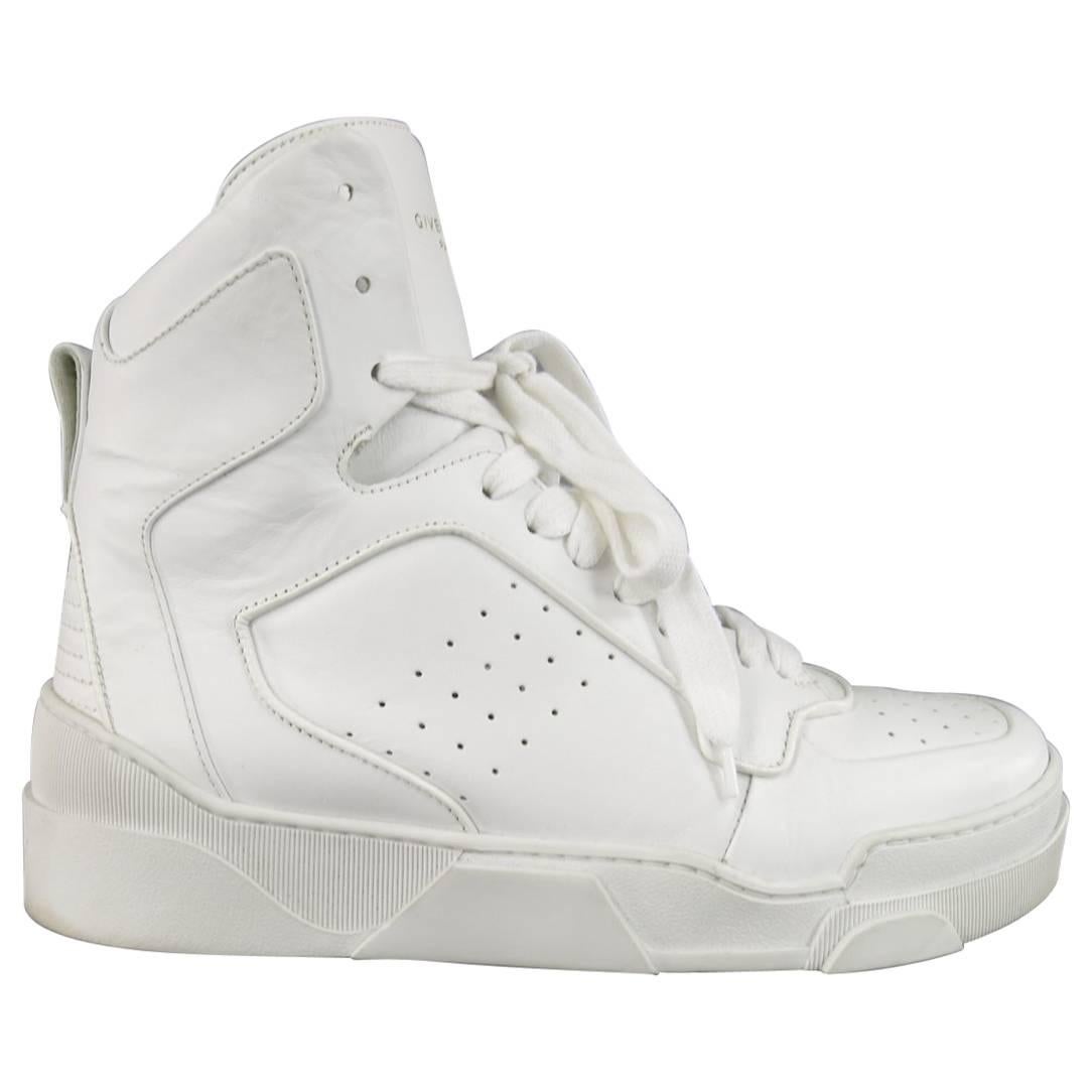 Men's GIVENCHY Size 8 White Leather TYSON II High Top Sneakers
