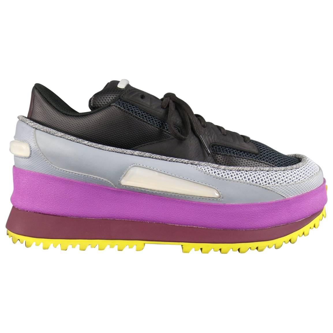 RAF SIMONS X ADIDAS Size 11 Black Gray Purple & Yellow Platform Sneakers