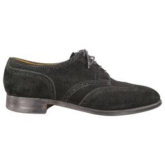Men's JOHN LOBB -DARBY- Size 10.5 Black Suede Lace Up Brogues Dress Shoes