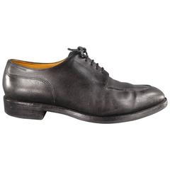 Used John Lobb Chambord Black Leather Top Stitch Lace Up Dress Shoes, Size 10.5 