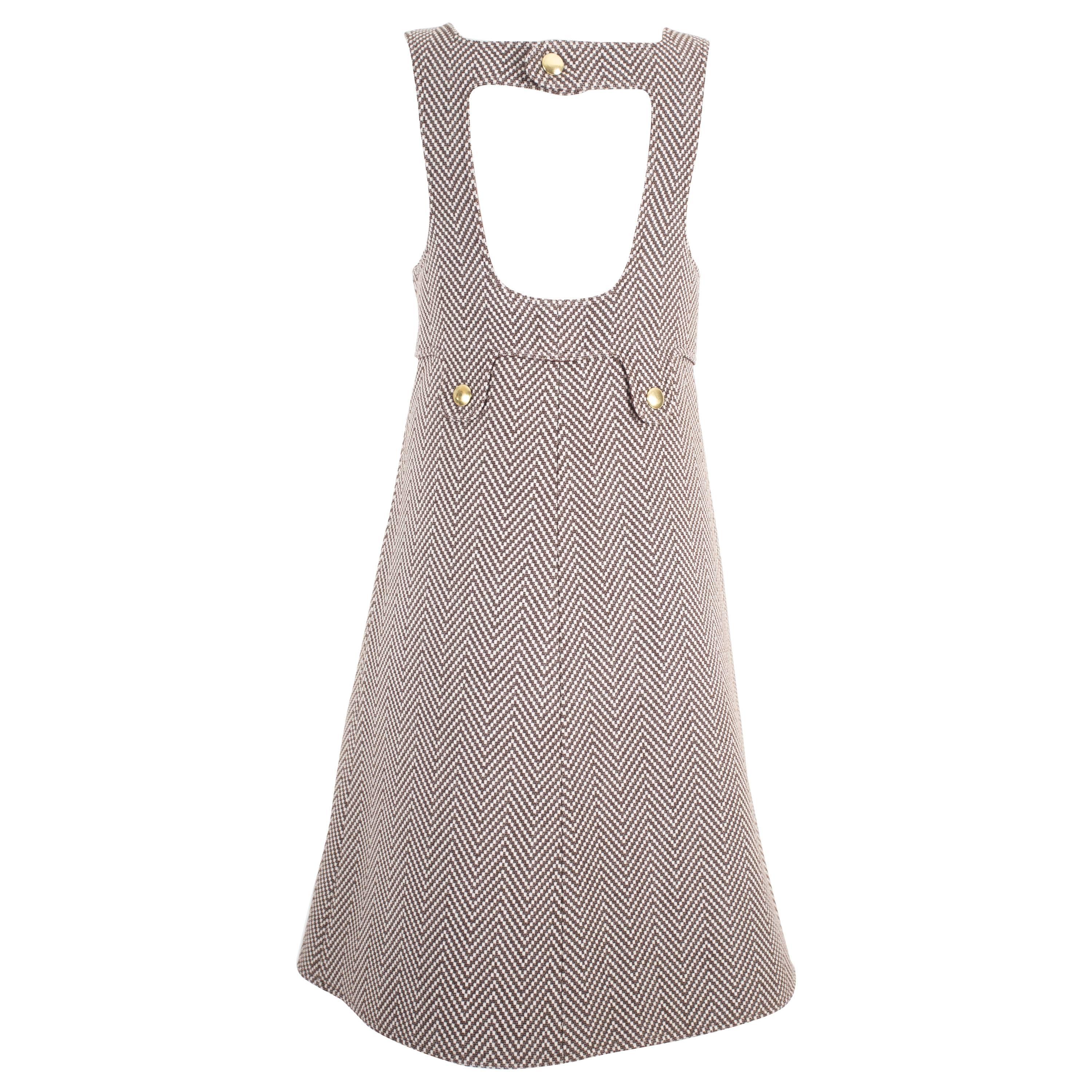 Courreges Haute Couture tweed pinafore dress, circa 1969