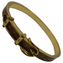 1990´s Hermes Belt Buckle Bracelet with Crocodile Leather