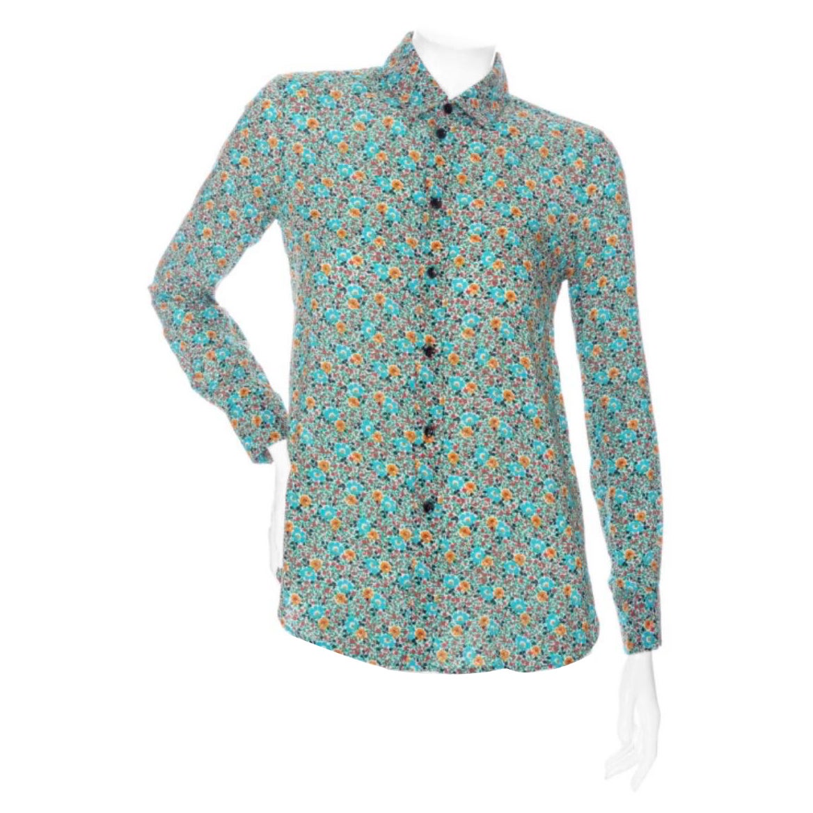Saint Laurent Multicolored Viscose Floral-Print Long Sleeve Button Down Shirt  For Sale