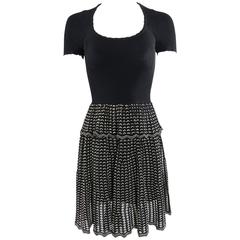 Alexander McQueen Black Ribbed Stretch Knit Peplum Dress