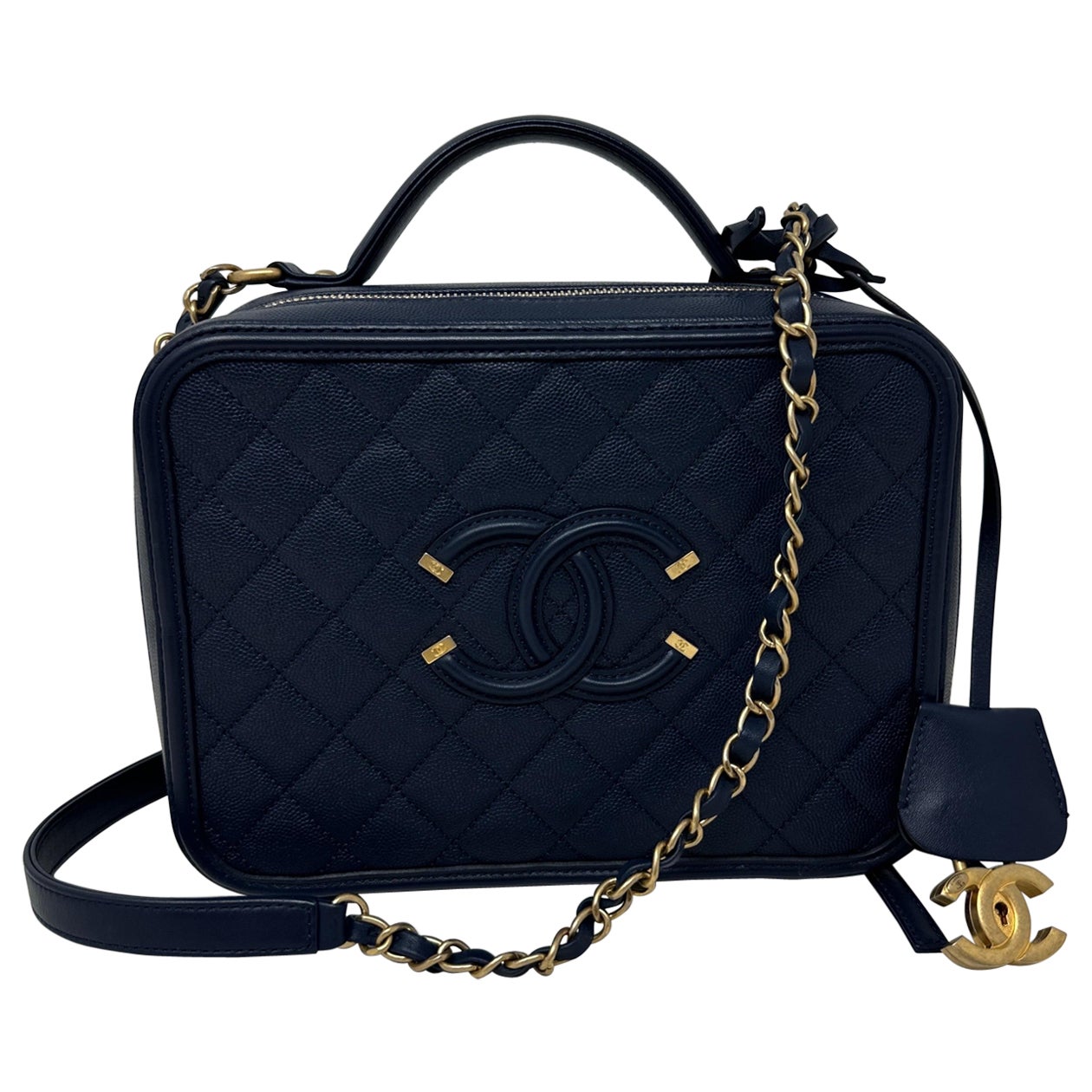 Chanel Navy Vanity Bag  For Sale