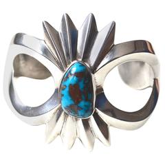 Sandcast Navajo Turquoise Cuff 9