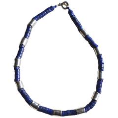 Robert Lee Morris Lapis and Sterling Necklace