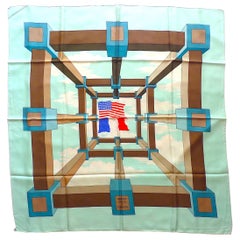 Retro Rare Hermes Scarf Special Edition Perspective for Bicentenary of the USA, 1976
