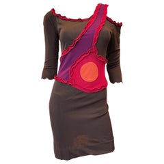 Y2K Stephen Burrows Asymmetrical MOD Design Dress 