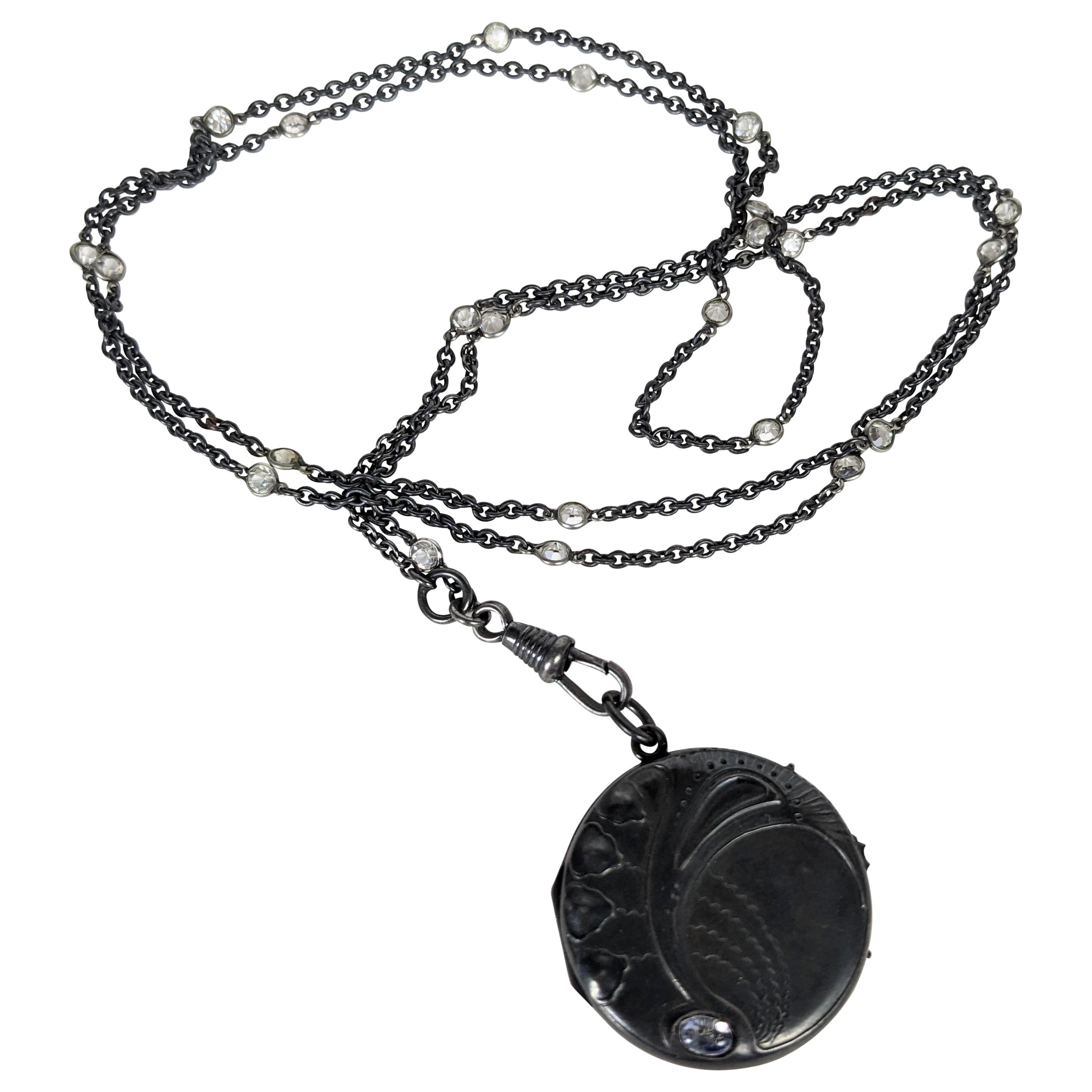 Art Nouveau Moonstone Locket on Chain