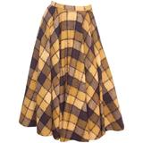 Checkered 1950's Wool Full Circle Skirt
