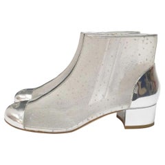 Chanel Silver Mesh Chunky Ankle Boots