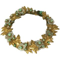 Vintage Miriam Haskell 1930s Gilt and Venetian Glass Collar