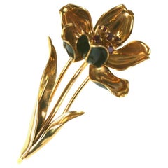 Charming Mechanical French Enamel Flower Clip