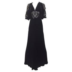 1930s Black Velvet gown with bolero jacket