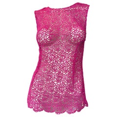 Camicetta floreale senza maniche di Oscar De la Renta color magenta