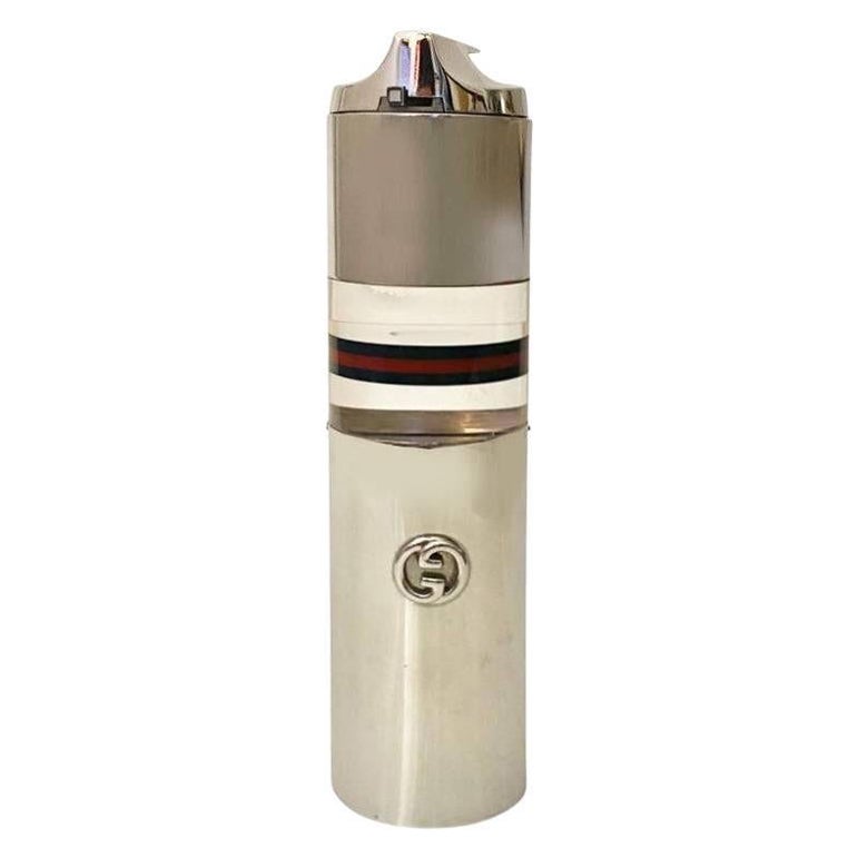 1980s Gucci Web Chrome Table Lighter  For Sale