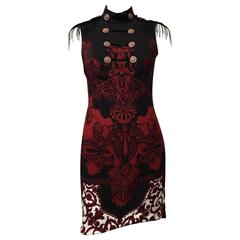 Versace Red and Black Printed Dress
