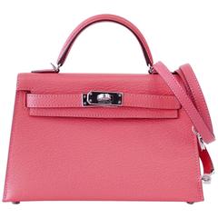 HERMES KELLY 20 Mini Kelly II Rose Lipstick Chevre Palladium VIP Limited Edition 4