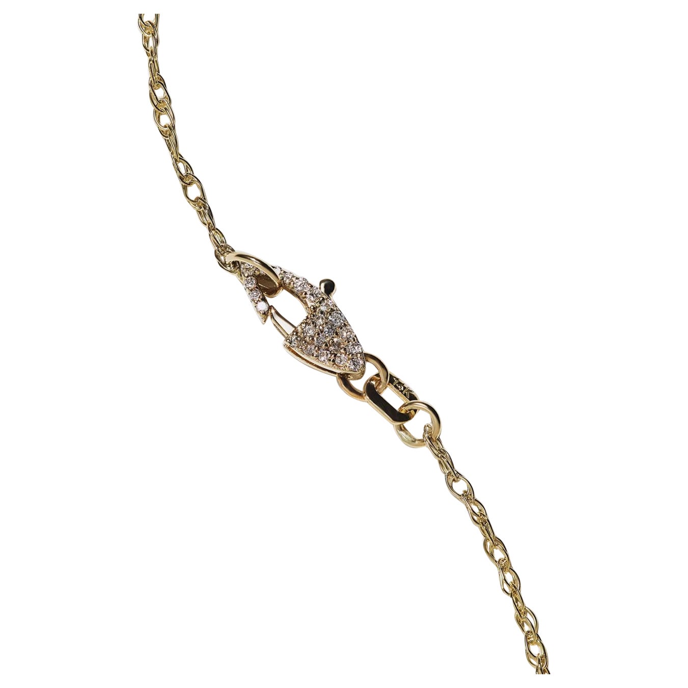 Series of Eleven Diamond Clasp 14k Gold Overlapping Chain Necklace