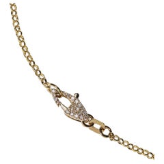 Series of Eleven Diamond Clasp 14k Gold Rolo Chain Necklace
