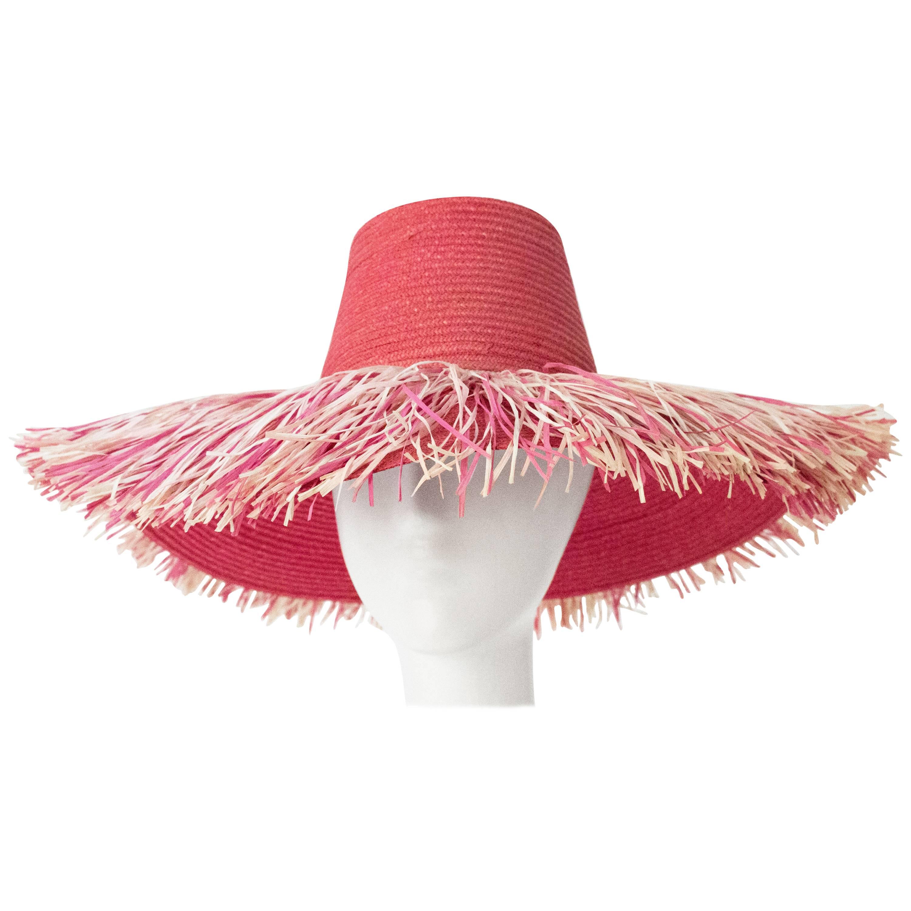 60s Pink Straw Hat made in Italy