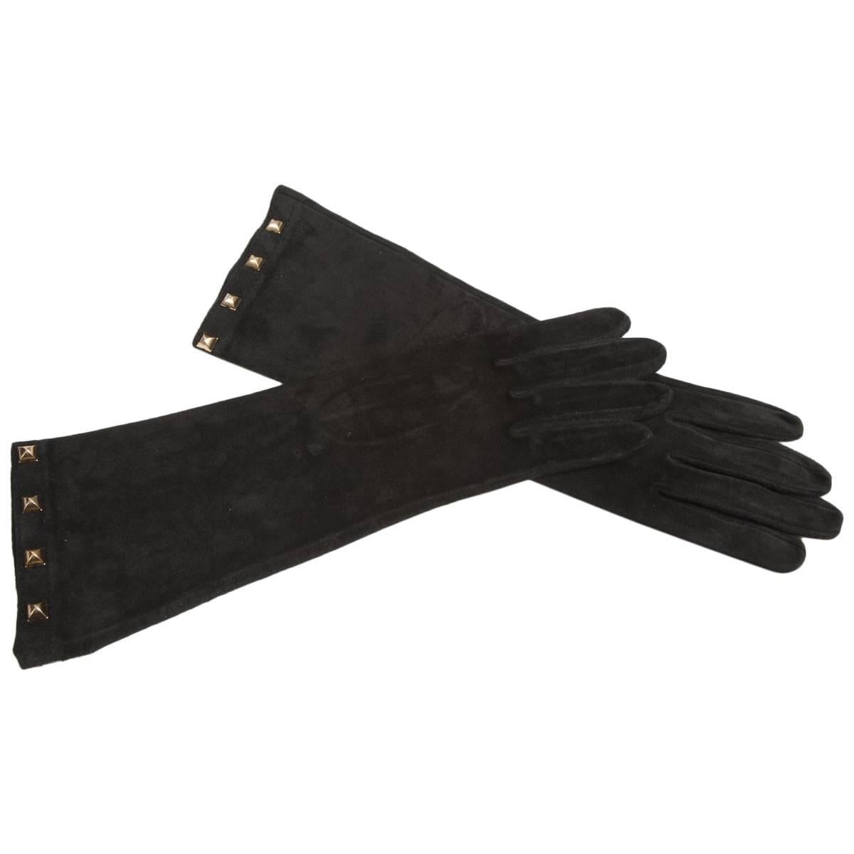 Yves Saint Laurent New Studded Suede Gloves  For Sale