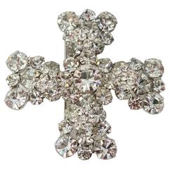 Retro 60s Weiss Rhinestones & Swarovski Crystal Brooch