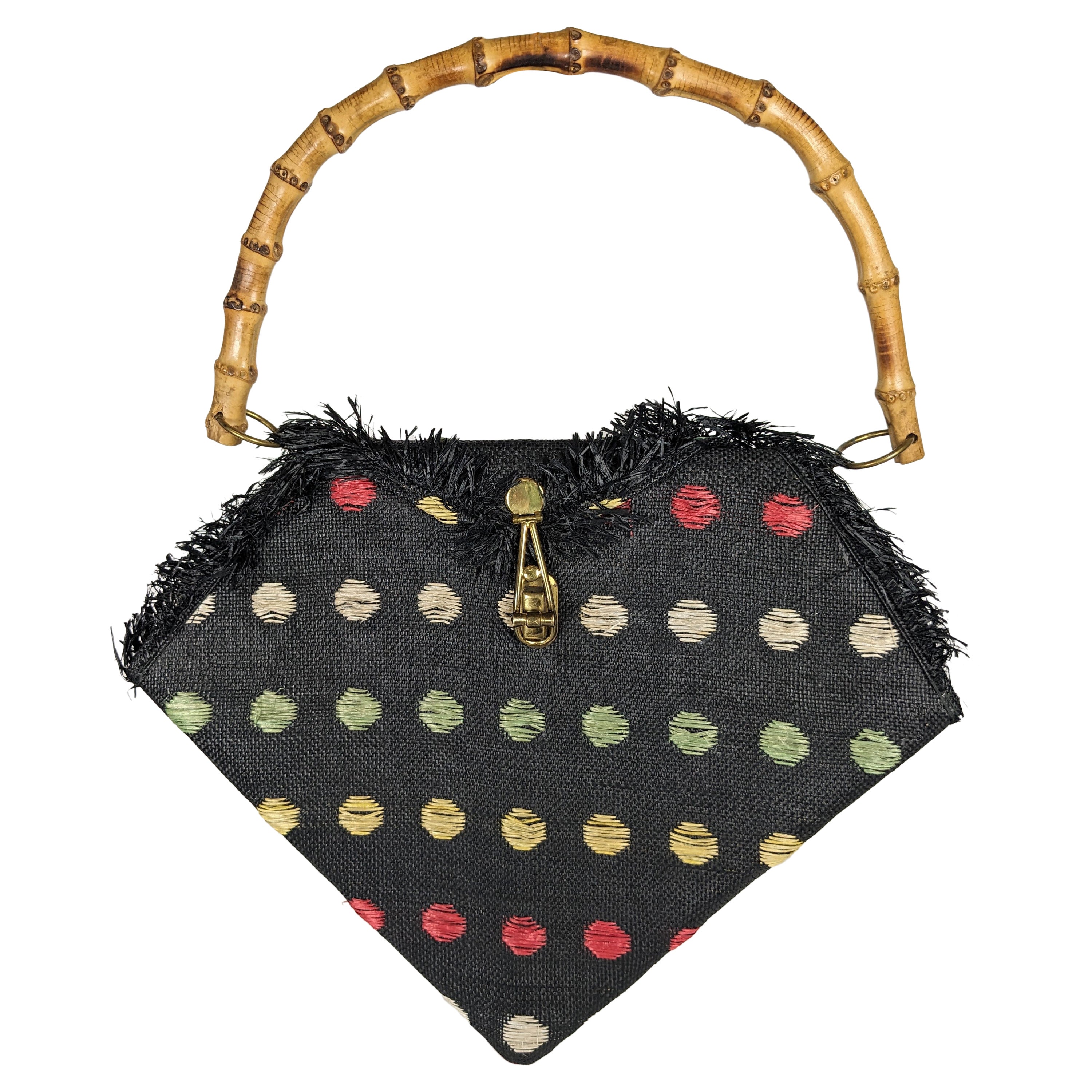 Mid Century Italian Straw and Raffia Figural Bag For Sale