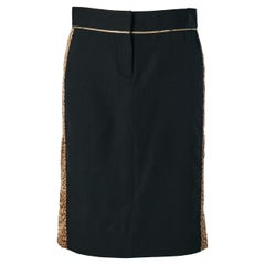 Black straight skirt with leopard print padded side Just Cavalli 