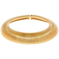 Saint Laurent NEW & SOLD OUT Runway Textured Spiral Link Gold Collar Necklace