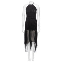 Jean Paul Gaultier Black Stretch Mesh Mini Dress with Silk Underlay, SS 2001